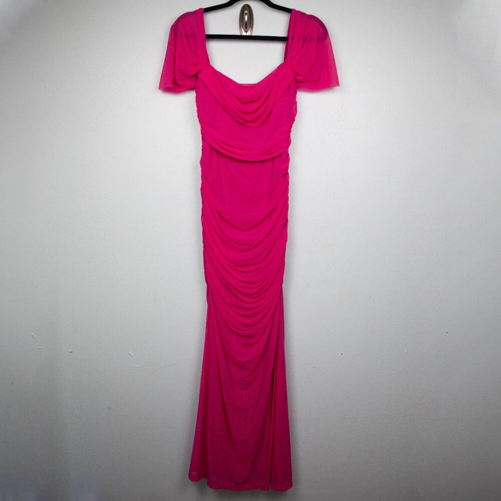 Hello Molly Your Brilliance pink mesh maxi dress-4